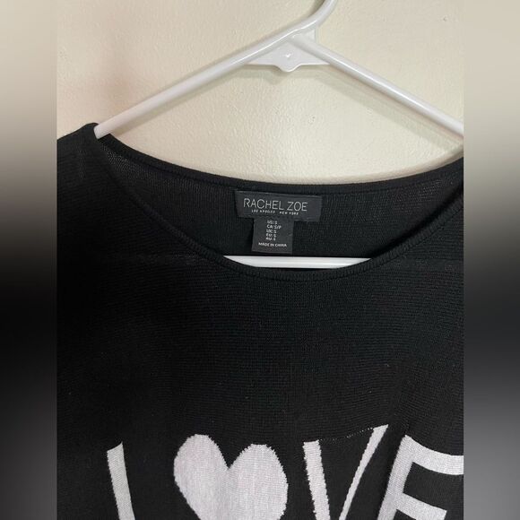 Rachel Zoe Women’s Black Love Pullover Sweater Lightweight Cashmere Blend Sz S - Picture 15 of 16